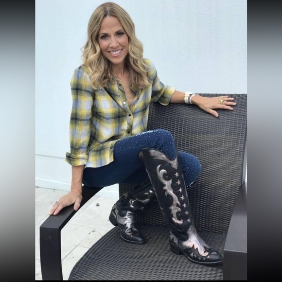 Brand New OOB Rare Sheryl Crow Sassy Brown Leather Metallic Western Cowgirl Boot - Picture 2 of 8
